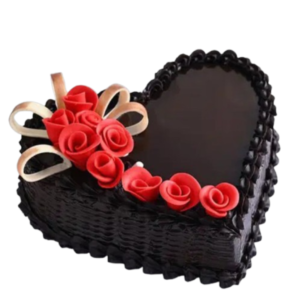 Heart Shape ChocoTruffle Cake With Fondant Roses