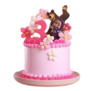 Masha N Bear Pink Floral Cake