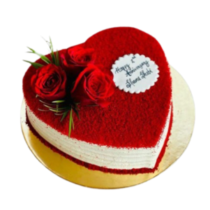 Red Velvet Heart Shape Photo Cake