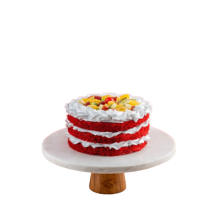 Fresh Fruits Topped Red Velvet Cake