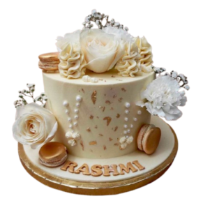 White Roses Floral Cake