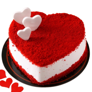 Red Velvet Heart Shape Photo Cake