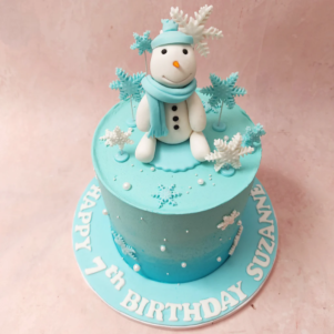 Snowman Vanilla Birthday Cake