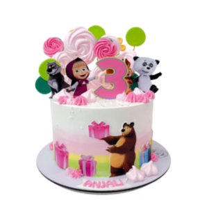 Masha N Bear Pink Floral Cake