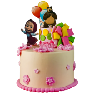 Cute Masha Bear Birthday Cake