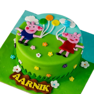 Playful Peppa And Family Theme Cake