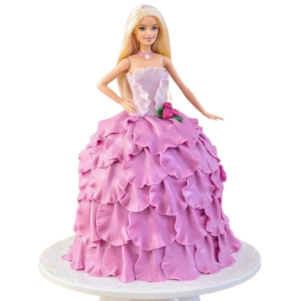 Princess In Pink Gown Theme Cake