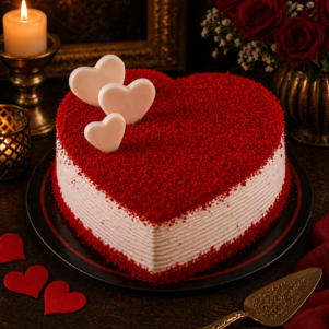 Red Velvet Heart Shape Photo Cake | Bakers Corner