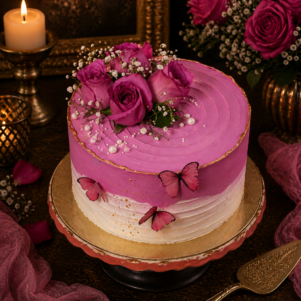 Rose N Butterfly Designer Cake | Bakers Corner