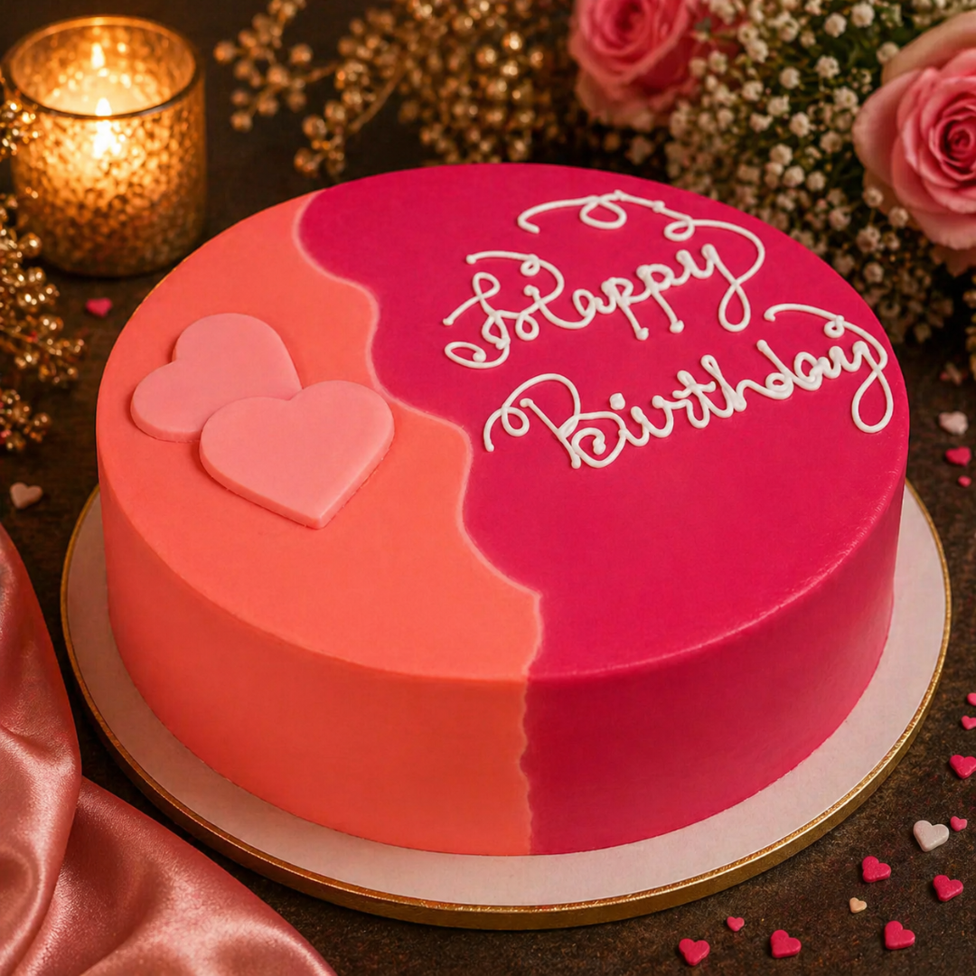 Pink & Orange Red Velvet Cake | Bakers Corner