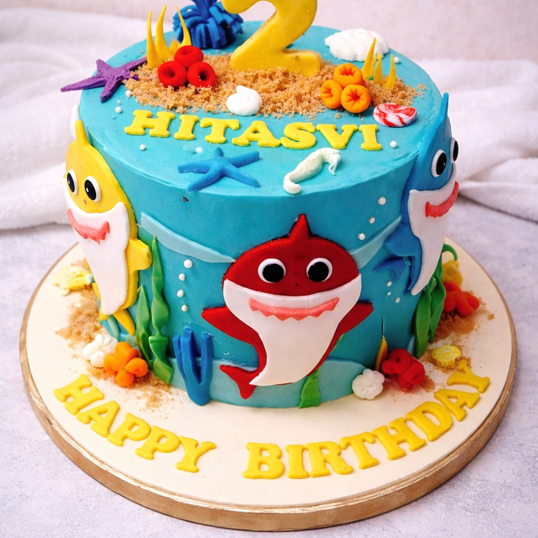 Baby Shark Theme Fondant Cake | Bakers Corner