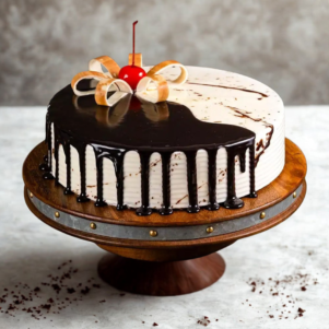 Chocolate Vanilla Half & Half Cake