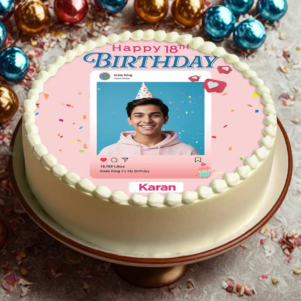 Insta King Eighteenth Photo Birthday Cake