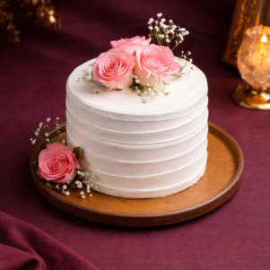 Roses Topped Vanilla Cream Cake | Bakers Corner