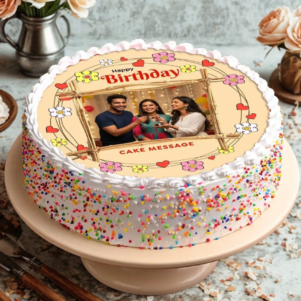 Floral Birthday Wishes Cake