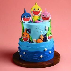 Sharktastic Birthday Fondant Cake