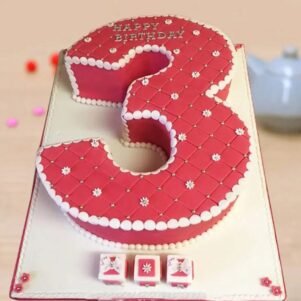 Blushing Number Three Cake