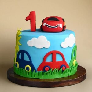 Vibrant Cars Birthday Cake