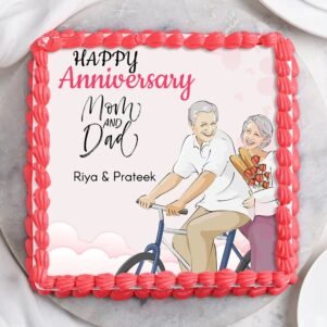 Square Poster Mom & Dad Anniversary Cake