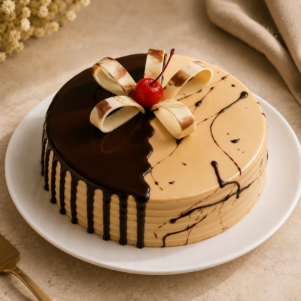 Chocolate Vanilla Half & Half Cake