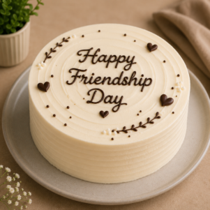 White N Round Quirky Friendship Day Cake