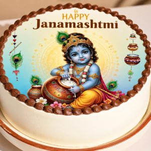 Happy Janmashtami Photo Cake