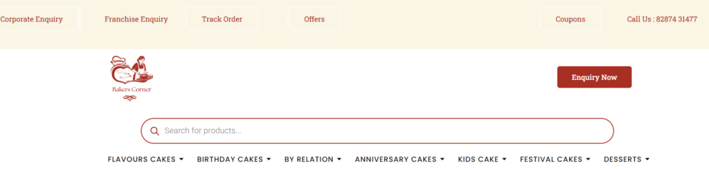 bakers corner / online order cake .