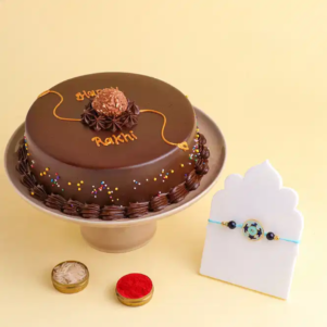 Chocolate Ferrero Rocher Cake With Floral Rakhi | Bakers corner