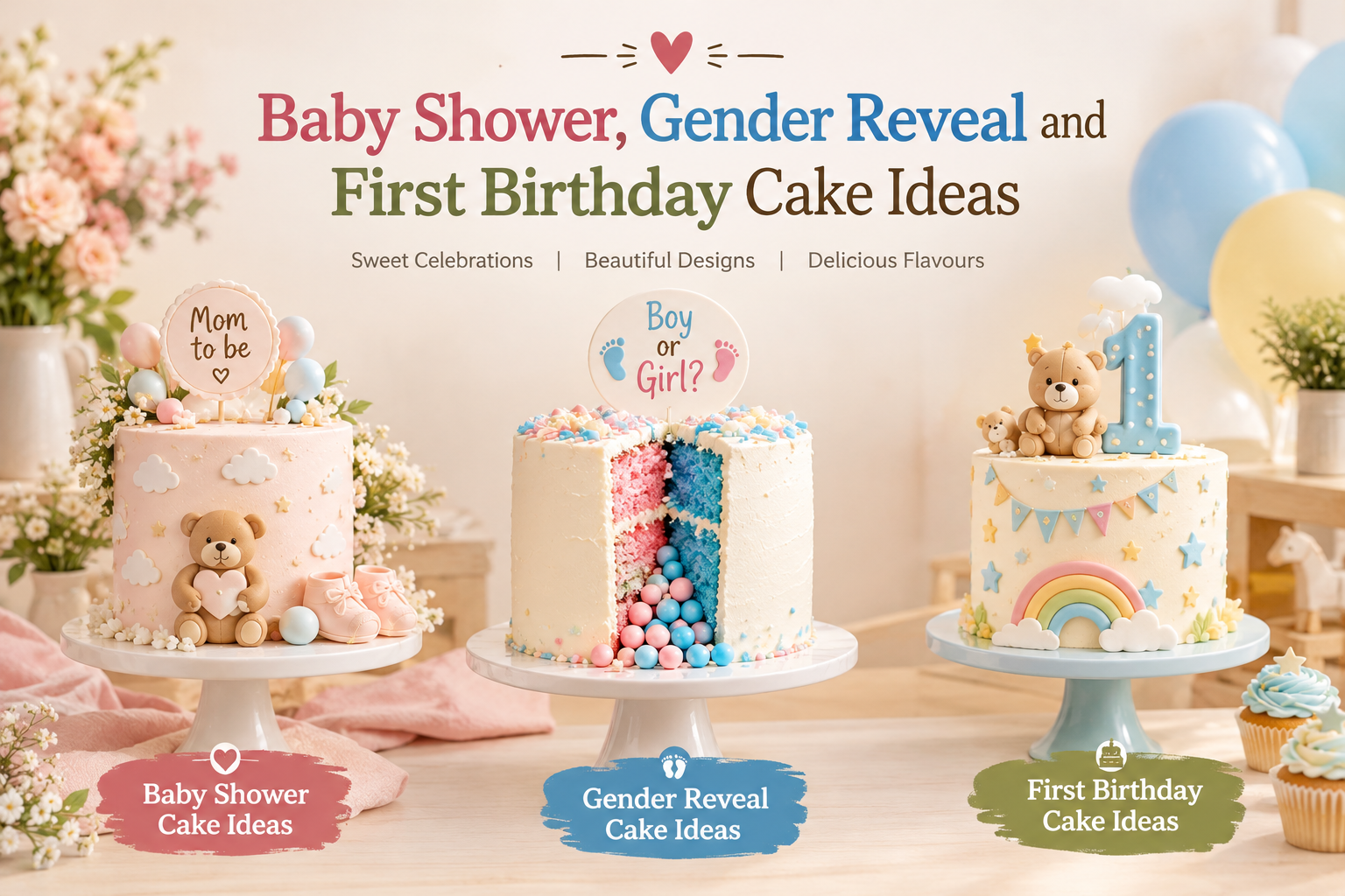 Baby Shower, Gender Reveal and First Birthday Cake Ideas