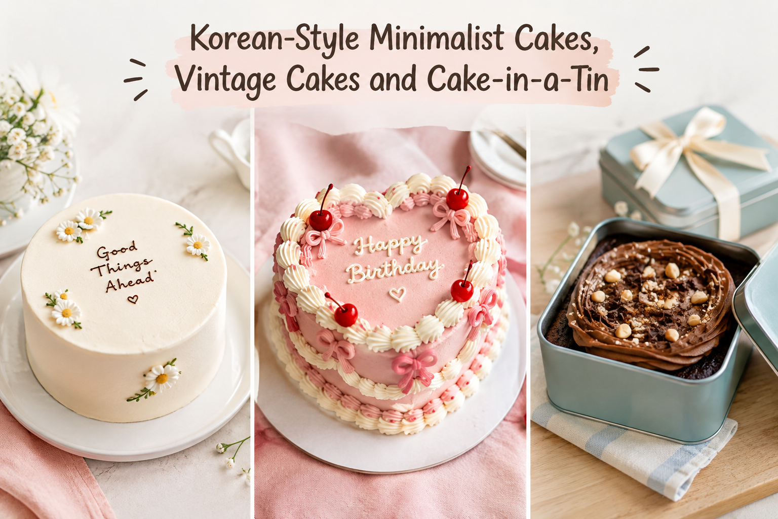 Korean-Style Minimalist Cakes, Vintage Cakes and Cake-in-a-Tin: What’s Popular Now